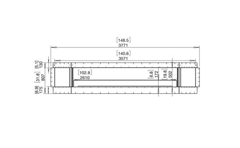 Ecosmart Fire Flex 140SS.BX2 Single Sided Fireplace Insert - Black Finish / Black Burner - ESF.FX.140SS.BX2.B